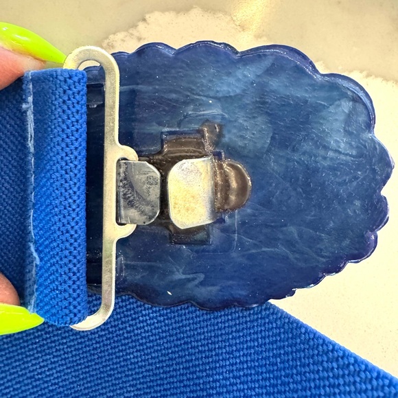 Vintage Blue Stretch Belt with Blue acrylic Buckle - Picture 11 of 11
